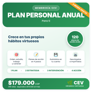 Plan Personal Anual Membresía CEV: 120 planes de acción al año, $179.000 por 365 días